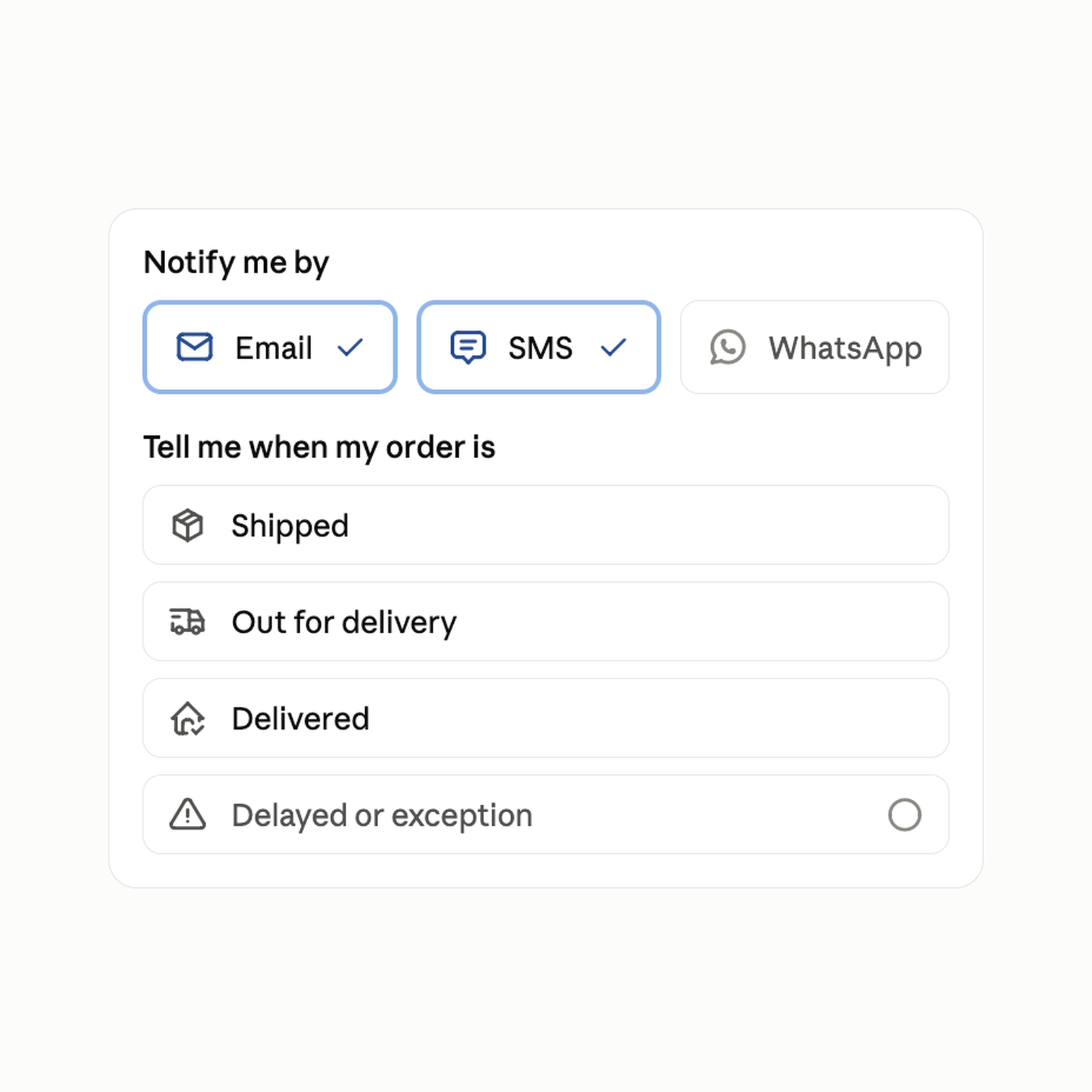 Delivery Notifications Widget