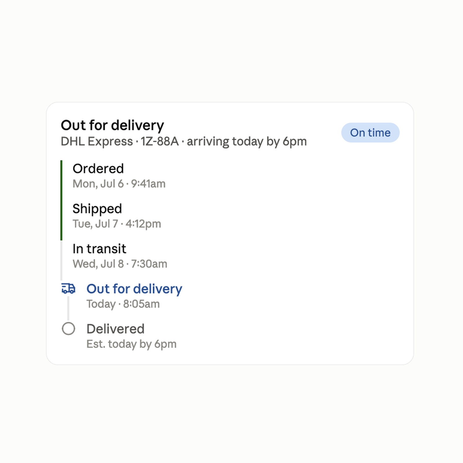 Order Tracking Timeline Widget